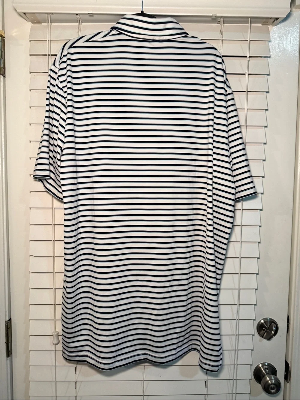 Ralph Lauren RLX Performance Golf Polo SZ LARGE White Dark Navy and Aqua